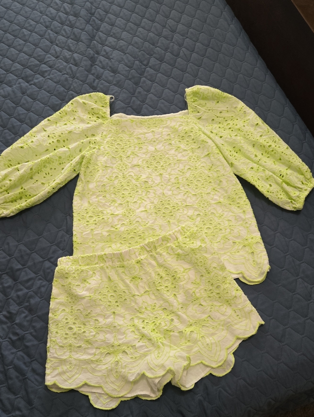 Trina Turk Neon Lime Eyelet Two-Piece Set